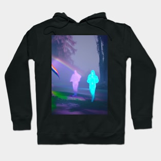 2 GHOSTS WALKING UNDER HALLOWEEN RAINBOW Hoodie